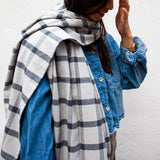 Bio Flanell Schal I Karo grau