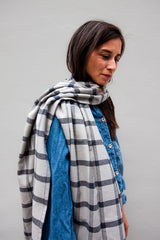 Bio Flanell Schal I Karo grau