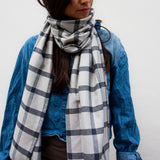 Bio Flanell Schal I Karo grau