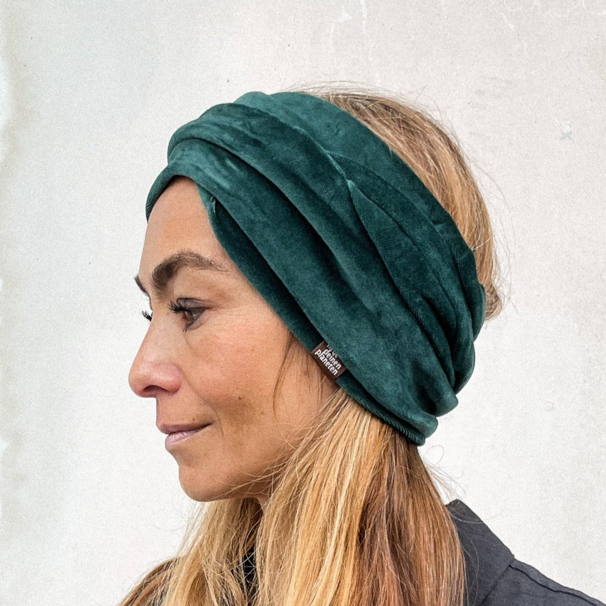Samtband in waldgrün aus Bio Baumwolle