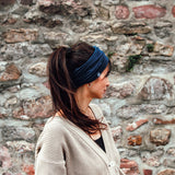 Breites Stirnband Basic / navy