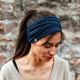 Breites Stirnband Basic / navy