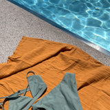 🌱 Organic Reisetuch & Duschtuch curry 🧡