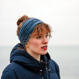 Breites Stirnband Basic / smokey blue