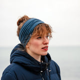 Breites Stirnband Basic / smokey blue