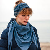 Breites Stirnband Basic / smokey blue