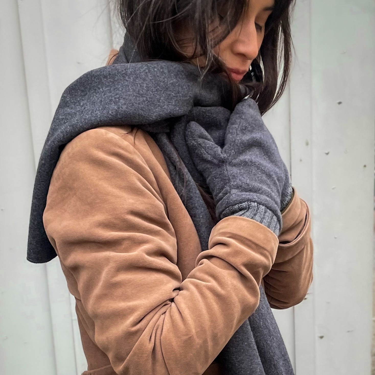 Wendehandschuhe Kuschelfleece grau
