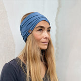 Breites Stirnband Basic / smokey blue