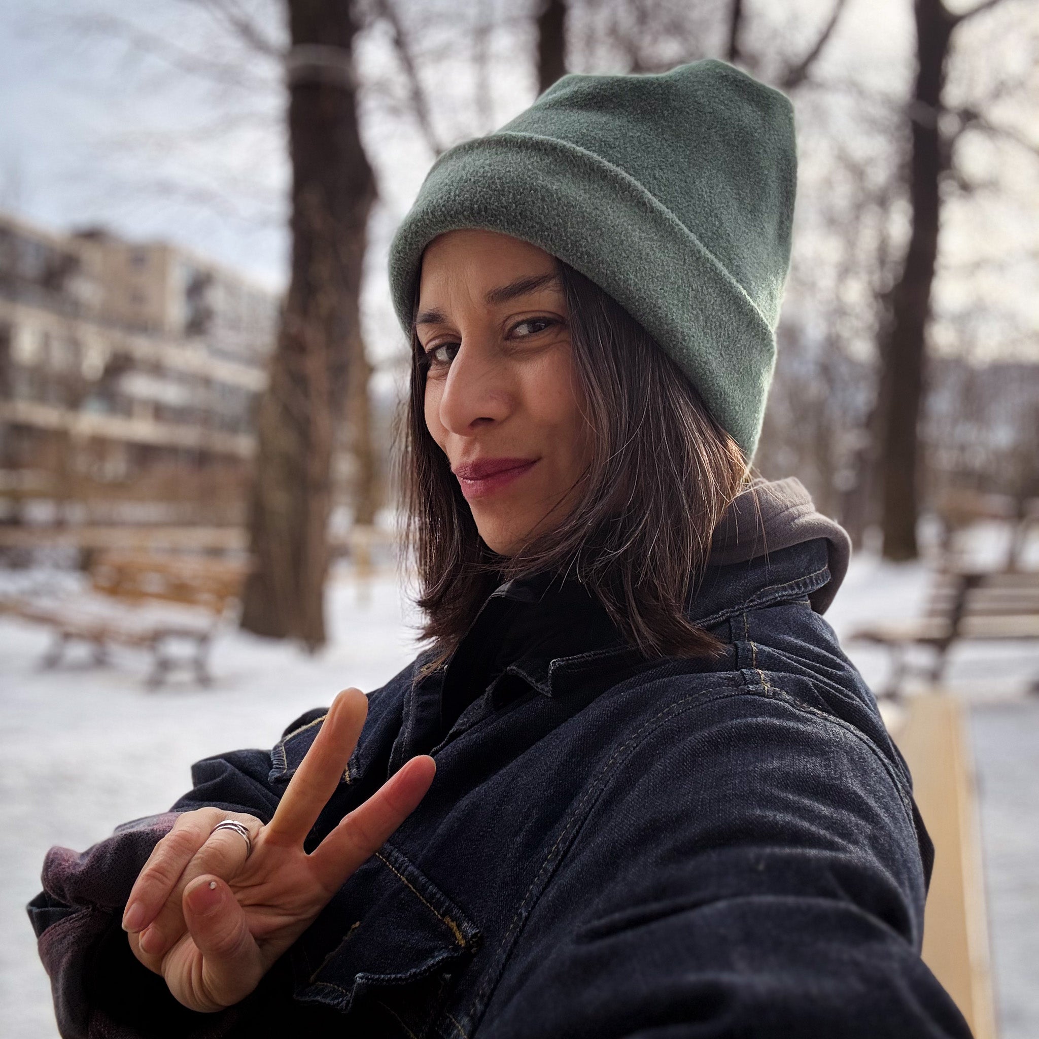 Loopeanie 2in1 Mütze & Schlauchschal | Bio-Baumwolle jade grün