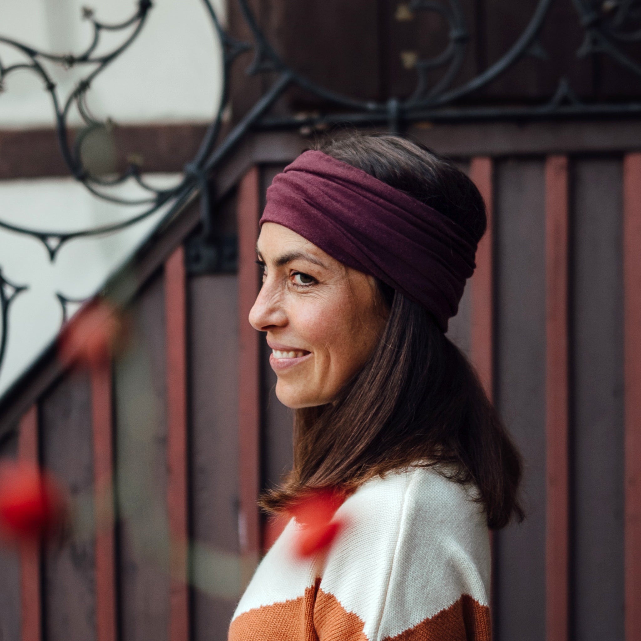 Breites Stirnband Basic wine