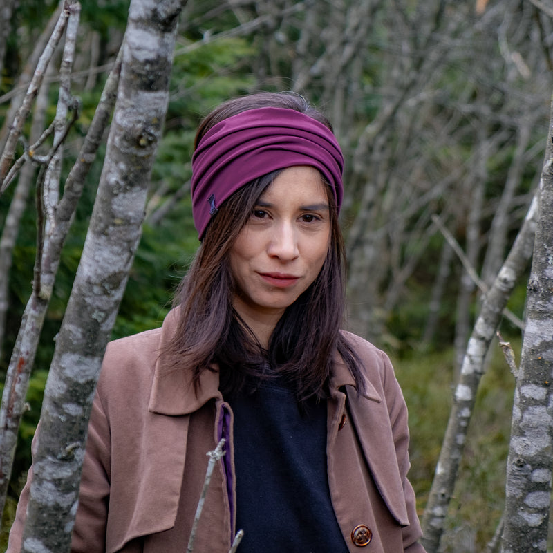 Breites Stirnband Basic aubergine