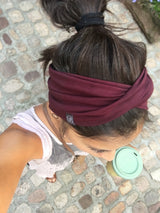 Breites Stirnband Basic aubergine